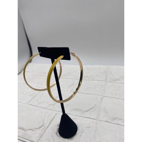 Women’s Big Enamel Hoop Earrings with Rose Gold Tone Plated, Nickel-free Stainle - Picture 6 of 8